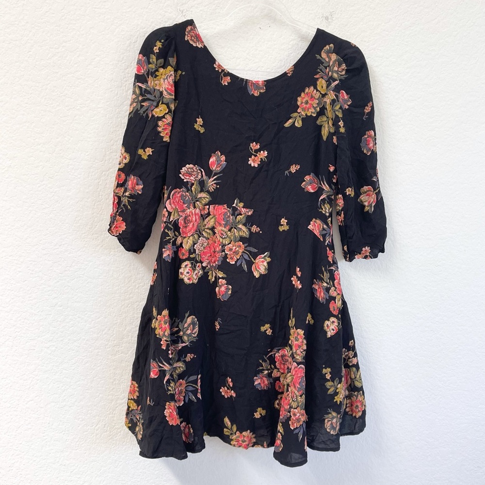 Free People Black Floral Mini Dress Size Small